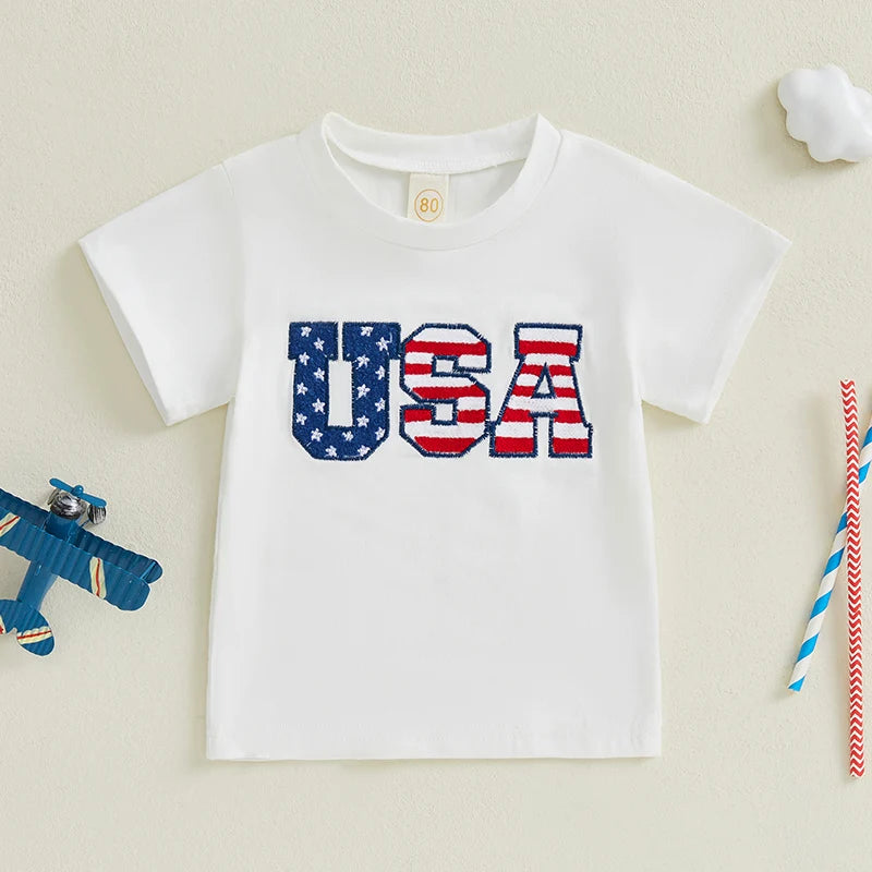 Boy's Embroidered USA 4th of July T-Shirts
