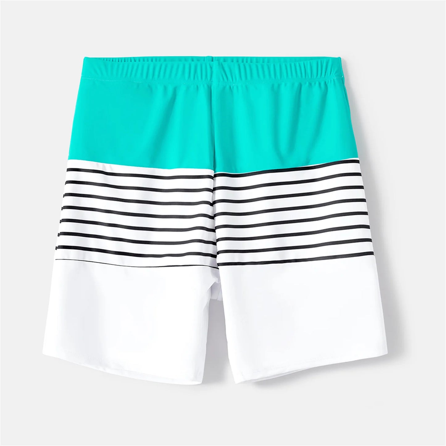 Family Matching! Striped Spliced Cut Out One-piece Swimsuit & Color Block Swim Trunks