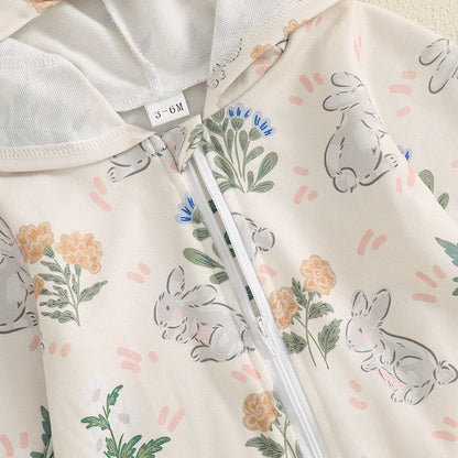 Girl's & Boy's Easter Carrot/Rabbit Hooded Jumpsuits