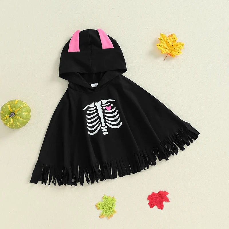 Halloween Cloaks! Girl’s & Boy’s Long Sleeve Skeleton Hooded Cloaks