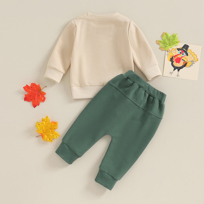 2-Piece Thanksgiving Outfits! Boy’s Long Sleeve Turkey Sweatshirt & Pants Sets