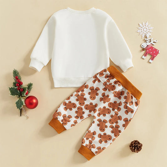 Boy's & Girl's 2-Piece Christmas Embroidered "Cutest Little Ginger" Holiday Sweatshirt & Pants Sets