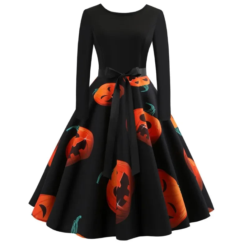 Halloween Dresses! Long Sleeve Pumpkin Party Dress