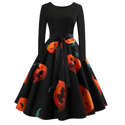 Halloween Dresses! Long Sleeve Pumpkin Party Dress