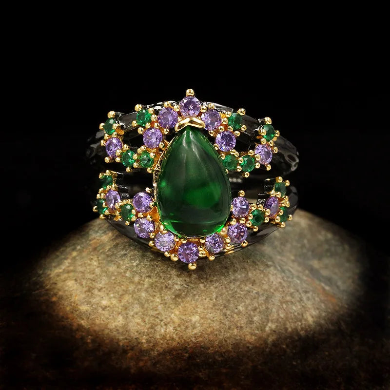 Drop Emerald Rings Micro Purple Zircon Rings