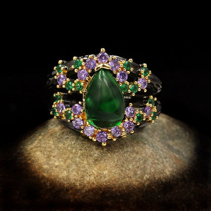 Drop Emerald Rings Micro Purple Zircon Rings