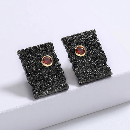 Classic Earrings Geometric Rectangle Black & Gold Style Earrings