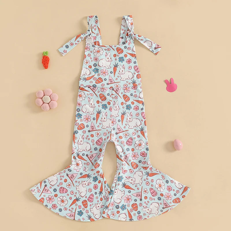 Girl's Sleeveless Easter Floral Jumpsuit & Suspender Pants Sets