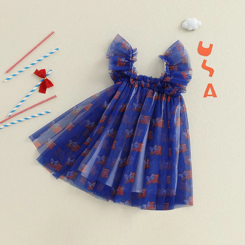 Girl's Tulle Red, White & Blue 4th of July Dresses