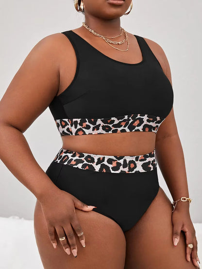 Leopard Plus Bikini Set High Whist Straps Swimsuit ForBackless 2 Piece Beach Summer Bathing Suit