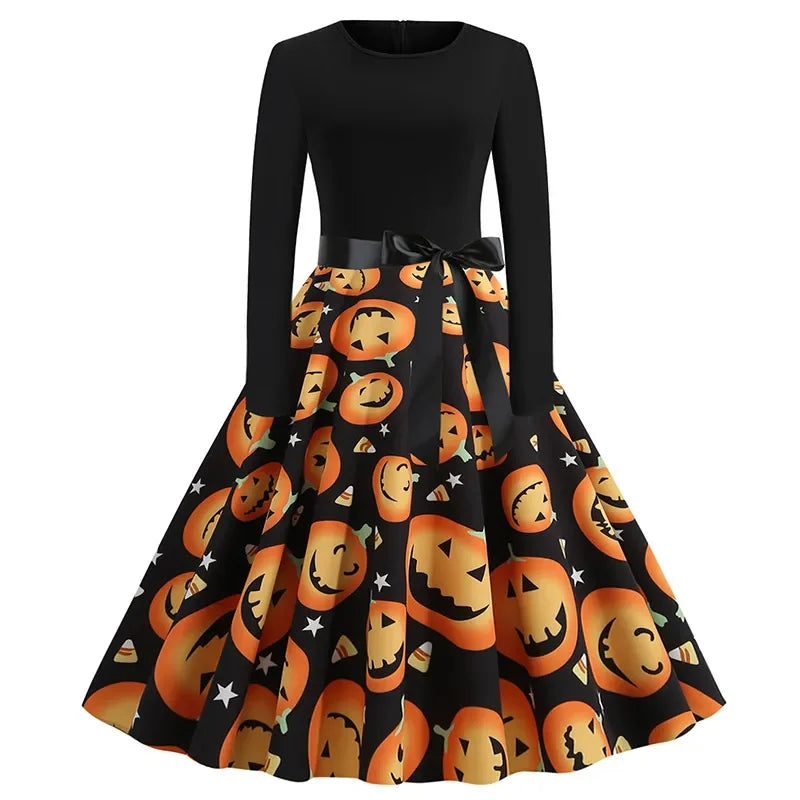 Halloween Dresses! Long Sleeve Pumpkin Party Dress