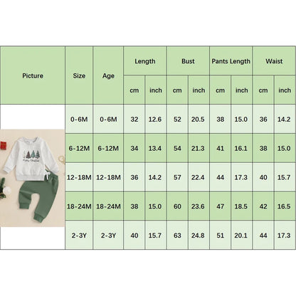 Boy's 2-Piece Christmas "Merry Christmas" Trees Sweatshirt & Pants Sets