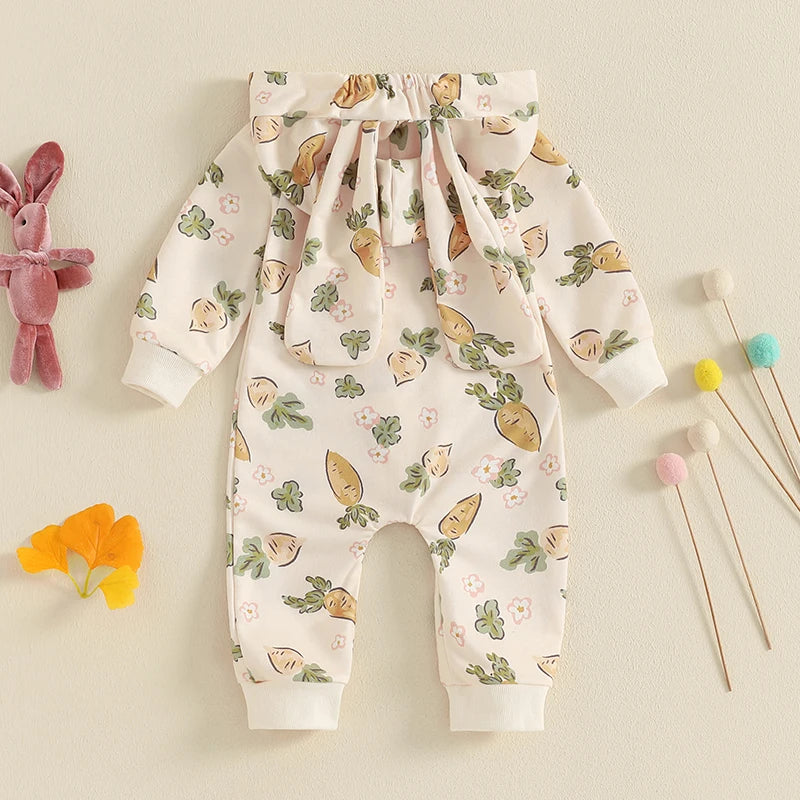 Girl's & Boy's Easter Carrot/Rabbit Hooded Jumpsuits