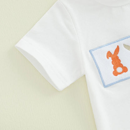 Boy's 2-Piece Embroidered "Mama's Boy" & Easter Bunny T-Shirt & Shorts Sets