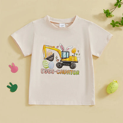 Boy's "Eggscavation" Excavator Easter T-Shirts