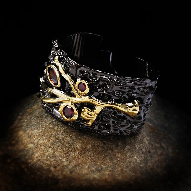 Medieval Ruby Black & Gold Series Ring