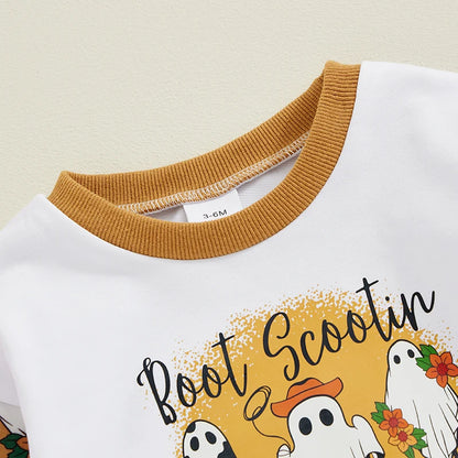 Halloween Outfits! Girl's "Boot Scootin Spooky" Long Sleeve Fall T-Shirts