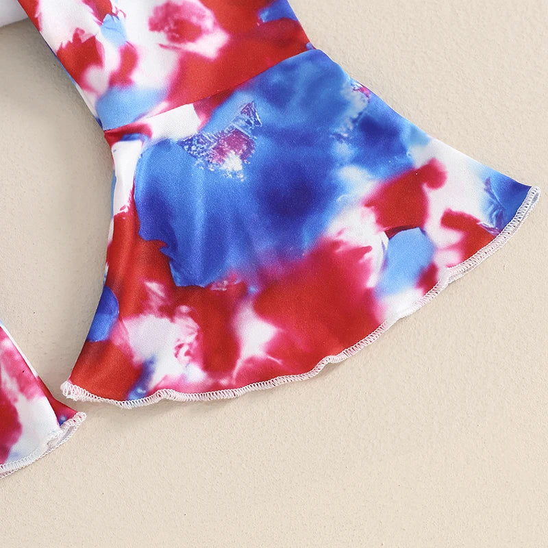 Girl's 3-Piece "Mommy & Daddy's Little Firecracker" 4th of July Onesie, Tie-Dye Pants & Bow Headband Sets