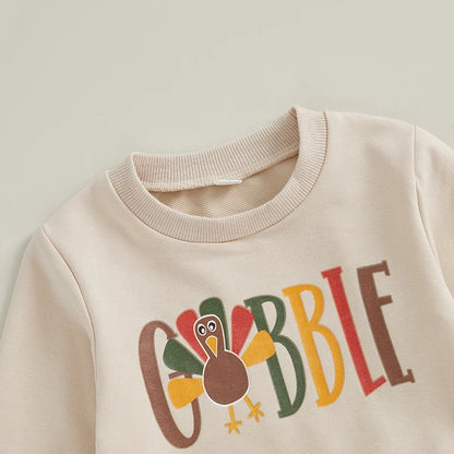 2-piece Thanksgiving Sets! *GOBBLE* Turkey Boy's & Girl's Fall Sweatshirts & Sweatpants Outfits