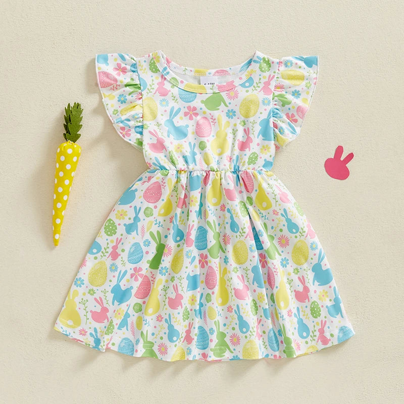 Girl's Flutter Sleeve Easter Bunny Dresses