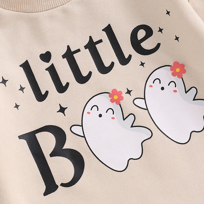 Halloween Outfits! Girl's "Little Boo" Long Sleeve Ghost Sweatshirts