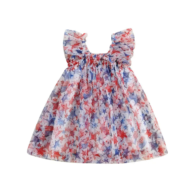 Girl's Tulle Red, White & Blue 4th of July Dresses