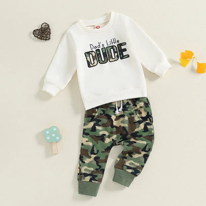 2-Piece Fall Outfits! Boy’s Long Sleeve Embroidered Sweatshirt & Pants Sets