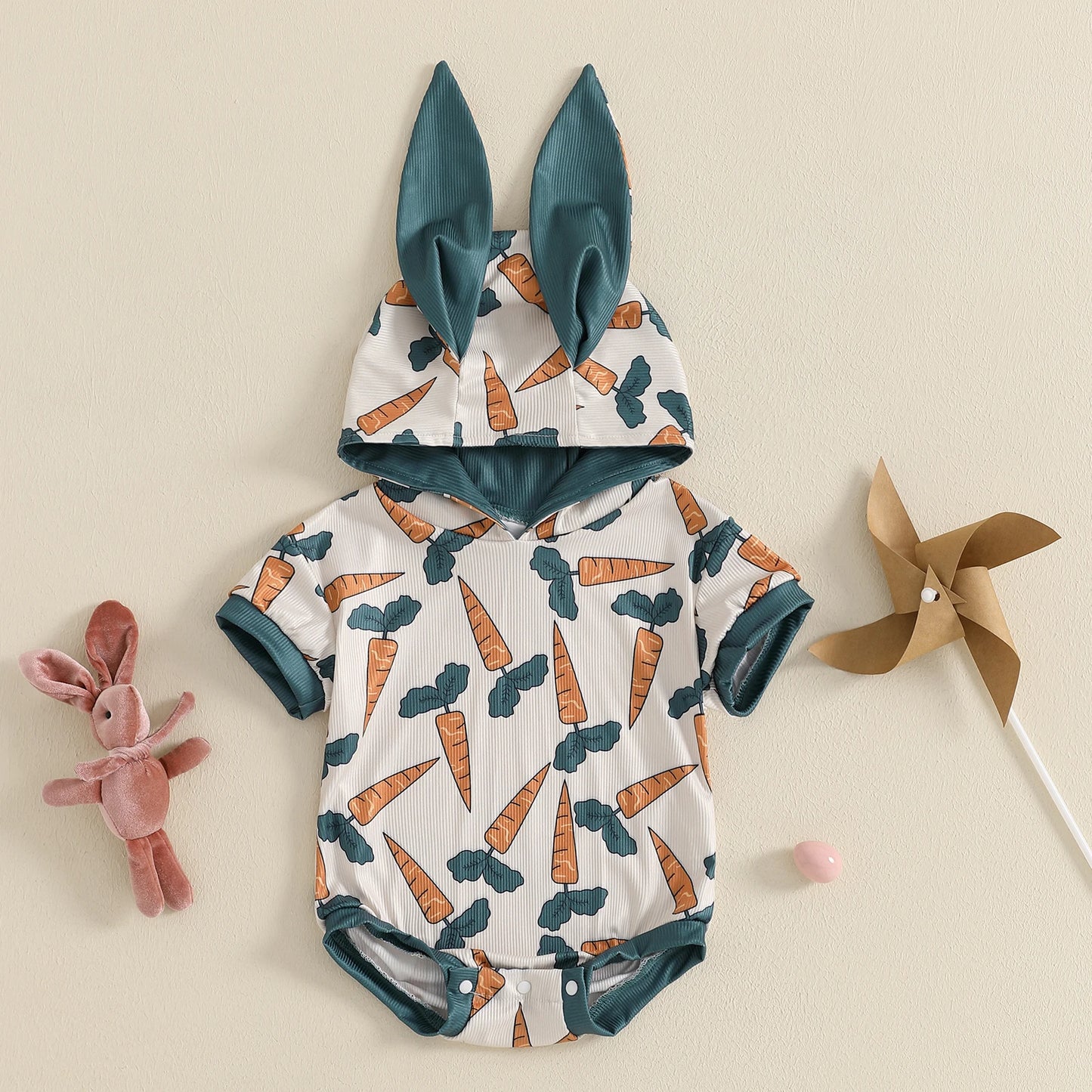 Boy's Easter Bunny Hoodie Rompers