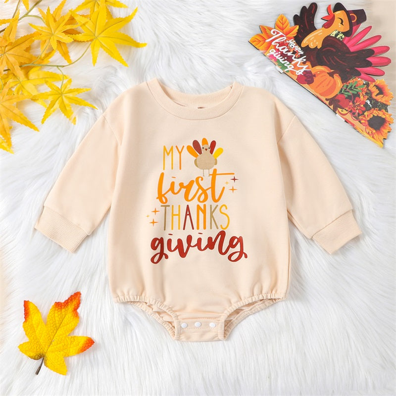 Girl's & Boy's *My First Thanksgiving* Long Sleeve Onesies