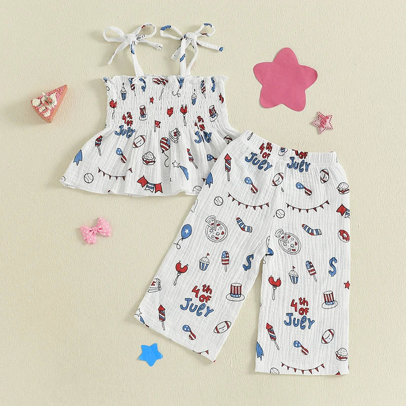 Girl's 2-Piece 4th of July Cami & Pants Sets