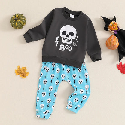 2-Piece Halloween Outfits! Boy’s Long Sleeve Sweatshirt & Pants Sets