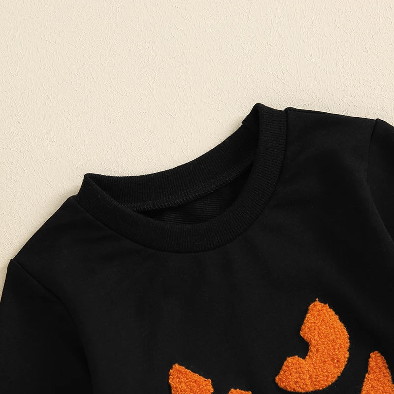 Boy's & Girl's Embroidered Halloween Pumpkin Sweatshirts