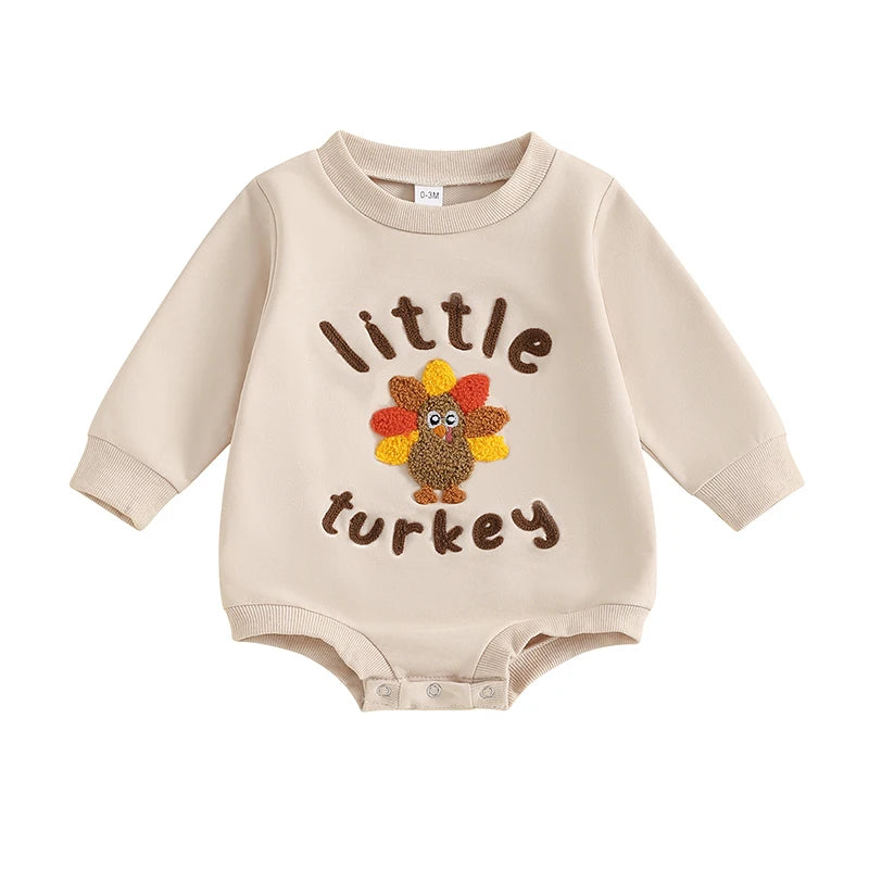 Girl's & Boy's Embroidered Thanksgiving *Little Turkey* Sweatshirt Onesies