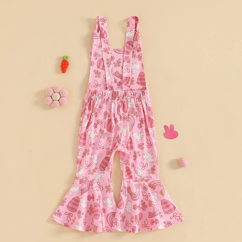 Girl's Sleeveless Easter Floral Jumpsuit & Suspender Pants Sets