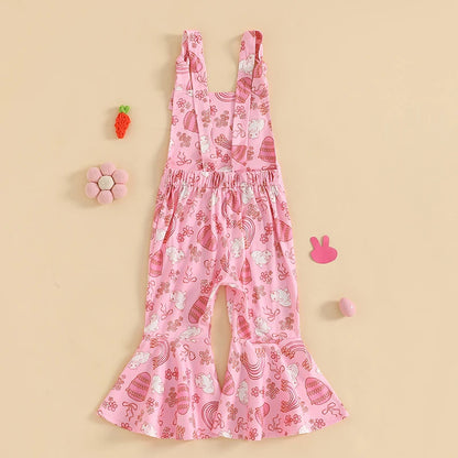 Girl's Sleeveless Easter Floral Jumpsuit & Suspender Pants Sets