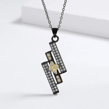 Geometric Necklace Black & Gold Style Banquet Necklace