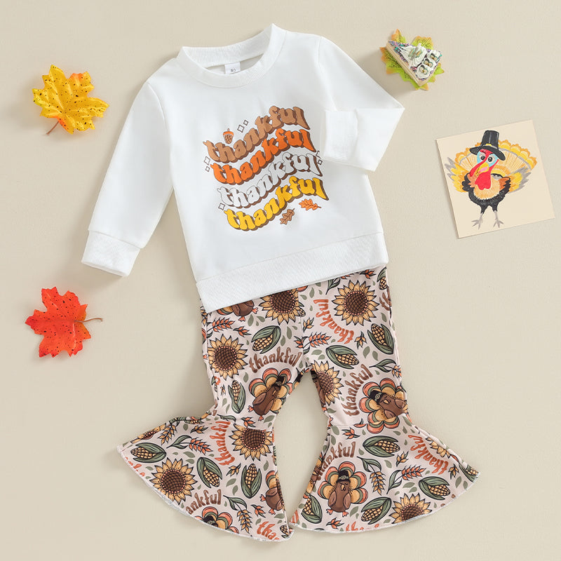 2-Piece Thanksgiving Outfits! Girl’s Long Sleeve Turkey Sweatshirt & Pants Sets