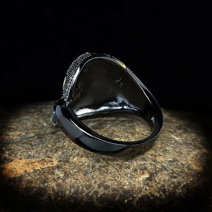 Medieval Black & Gold Series Crystal Zircon Ring