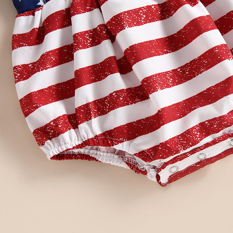 Girl's 2-Piece 4th of July Rompers & Bow Head Band Sets