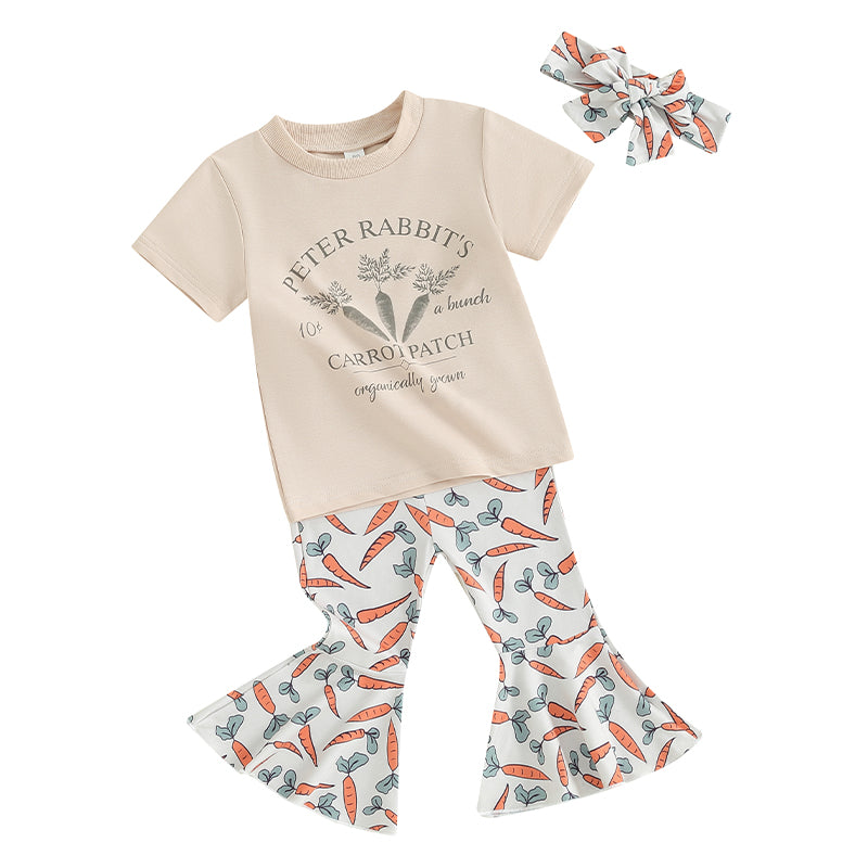 Girl's Easter T-shirts, Carrot Flare Pants & Headband Set