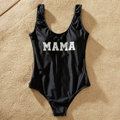 Family Matching! Solid Black "Got it from" One Piece Swimsuits & Trunks