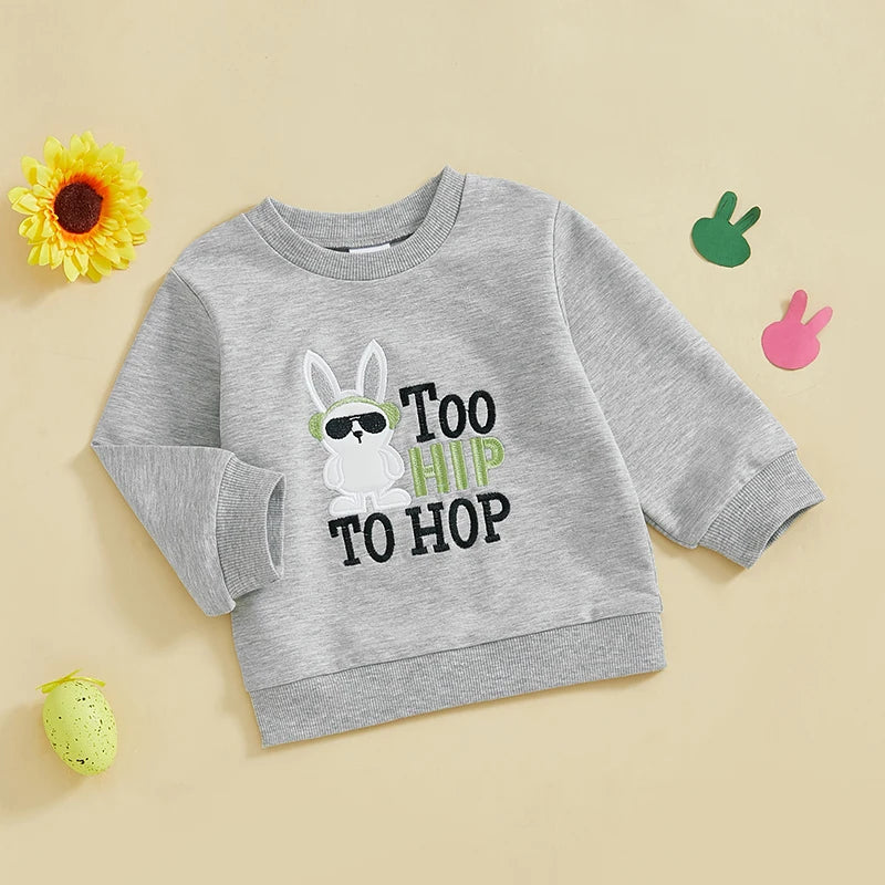 Girl's & Boy's Embroidered Easter Bunny Sweatshirts