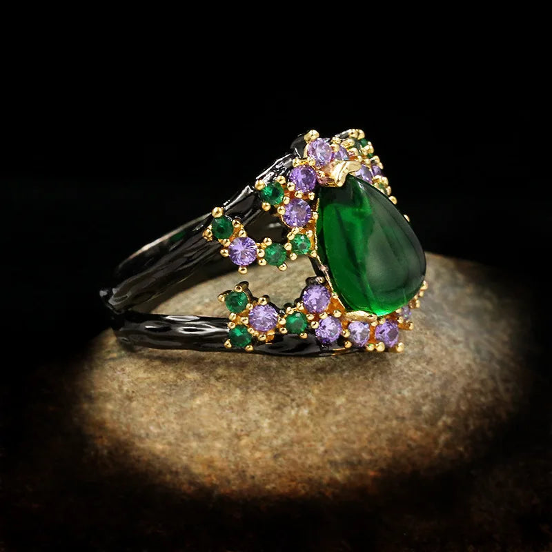 Drop Emerald Rings Micro Purple Zircon Rings