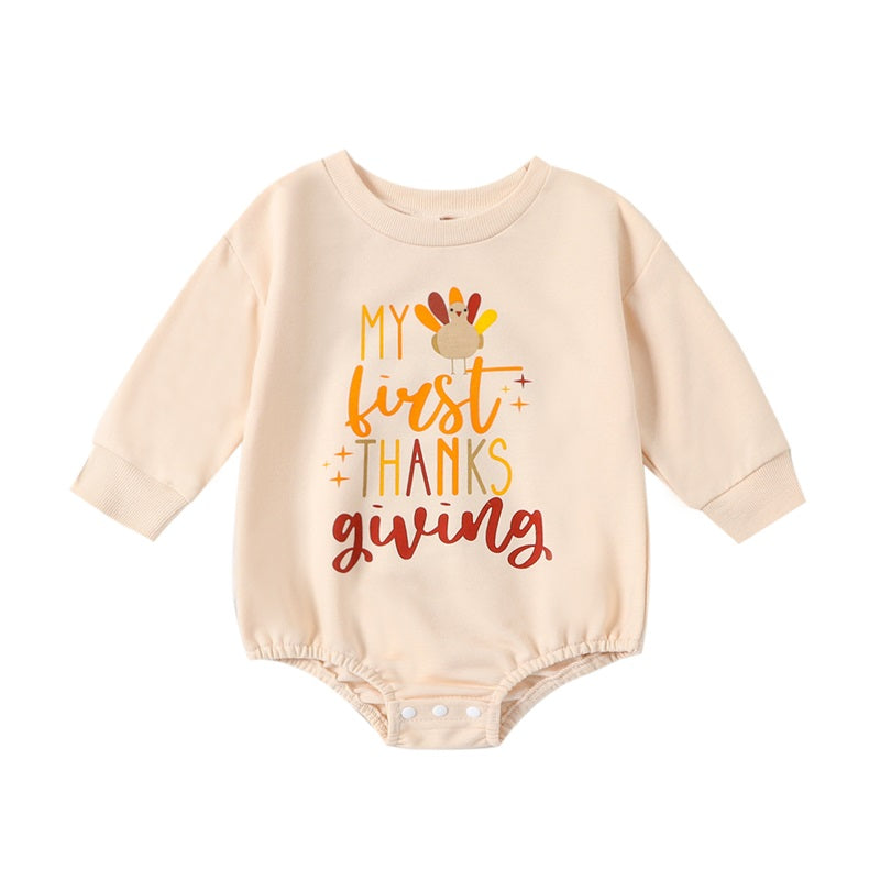 Girl's & Boy's *My First Thanksgiving* Long Sleeve Onesies