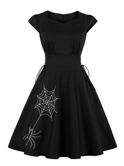 Halloween Dresses! Bat Embroidered Vintage Party Dress