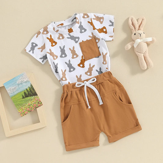 Boy's Easter Bunny T-shirts & Shorts Sets