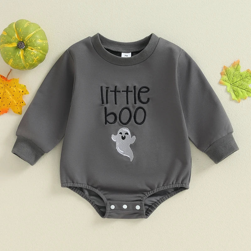 Girl's & Boy's Embroidered Halloween *little boo* Ghost Sweatshirt Onesies