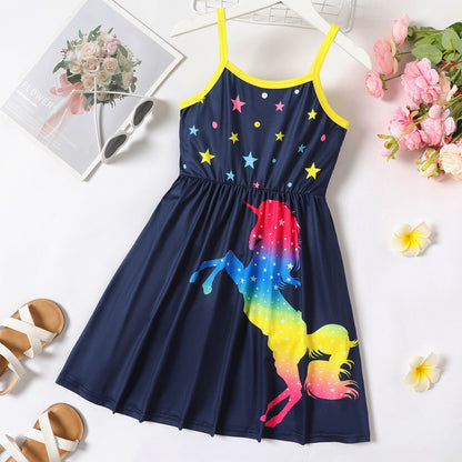 Girls Unicorn Star Colorblock Slip Dress