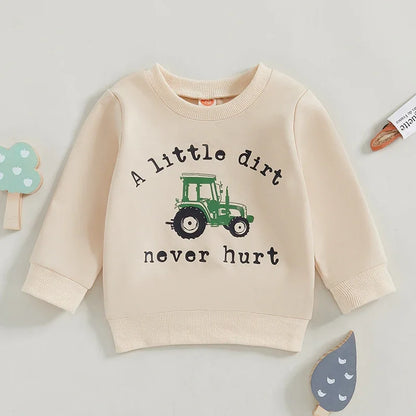 Boy's "A Little Dirt Never Hurt" Tractor Sweatshirts