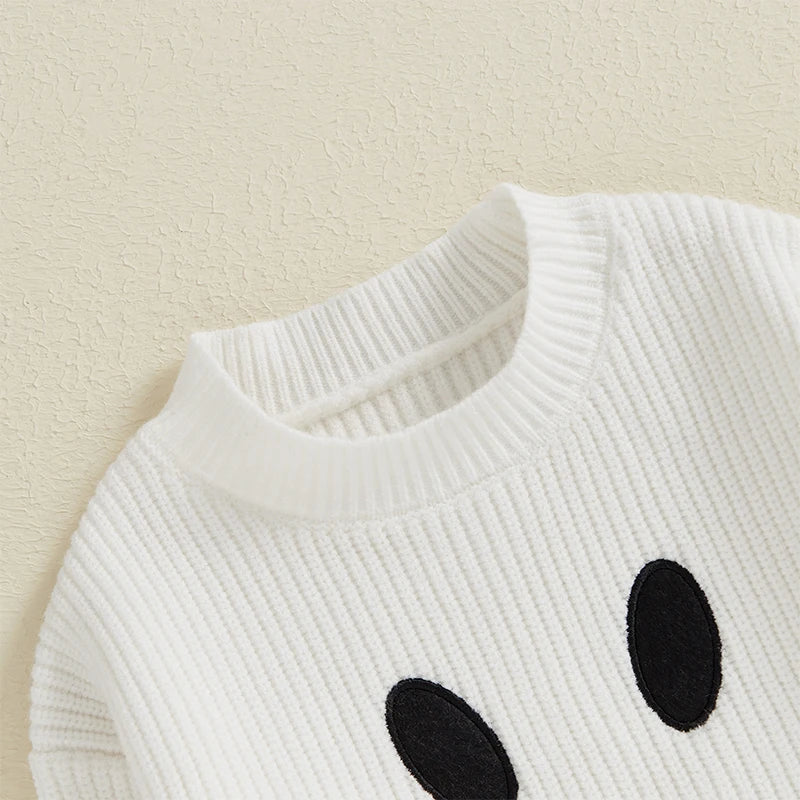 Halloween Sweaters! Boy’s & Girl’s Long Sleeve Embroidered Ghost, Sweaters